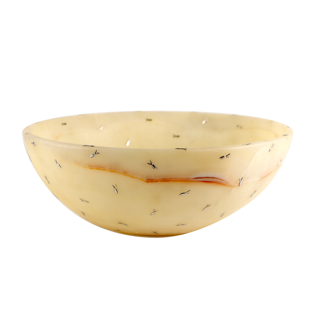 Ensaladera de Alabastro Amarillo con Pecesitos de plata