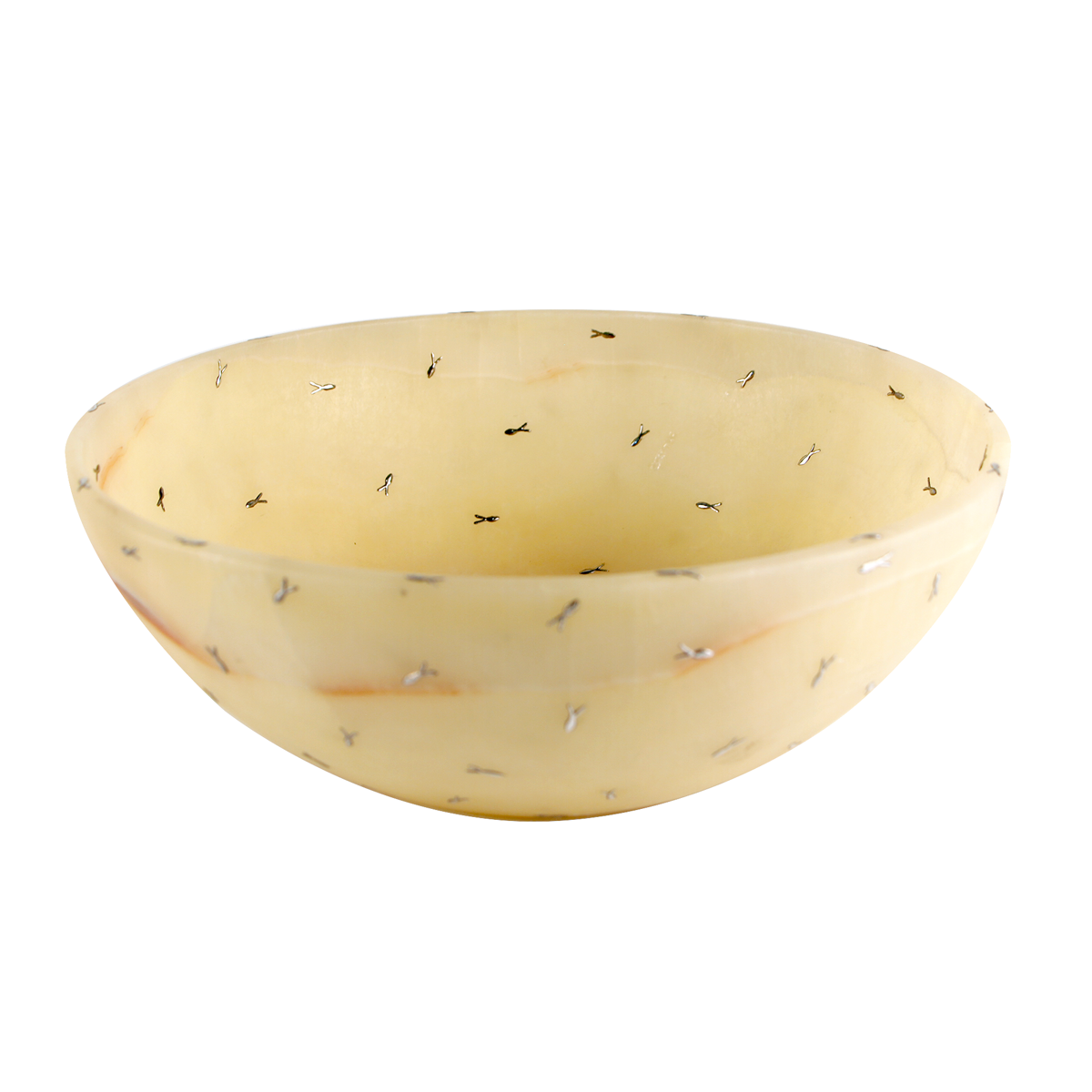 Ensaladera de Alabastro Amarillo con Pecesitos de plata - Imagen 3