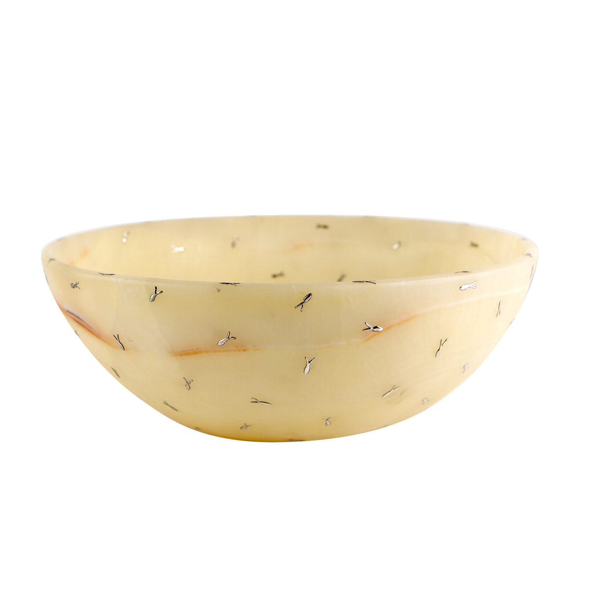 Ensaladera de Alabastro Amarillo con Pecesitos de plata - Imagen 2