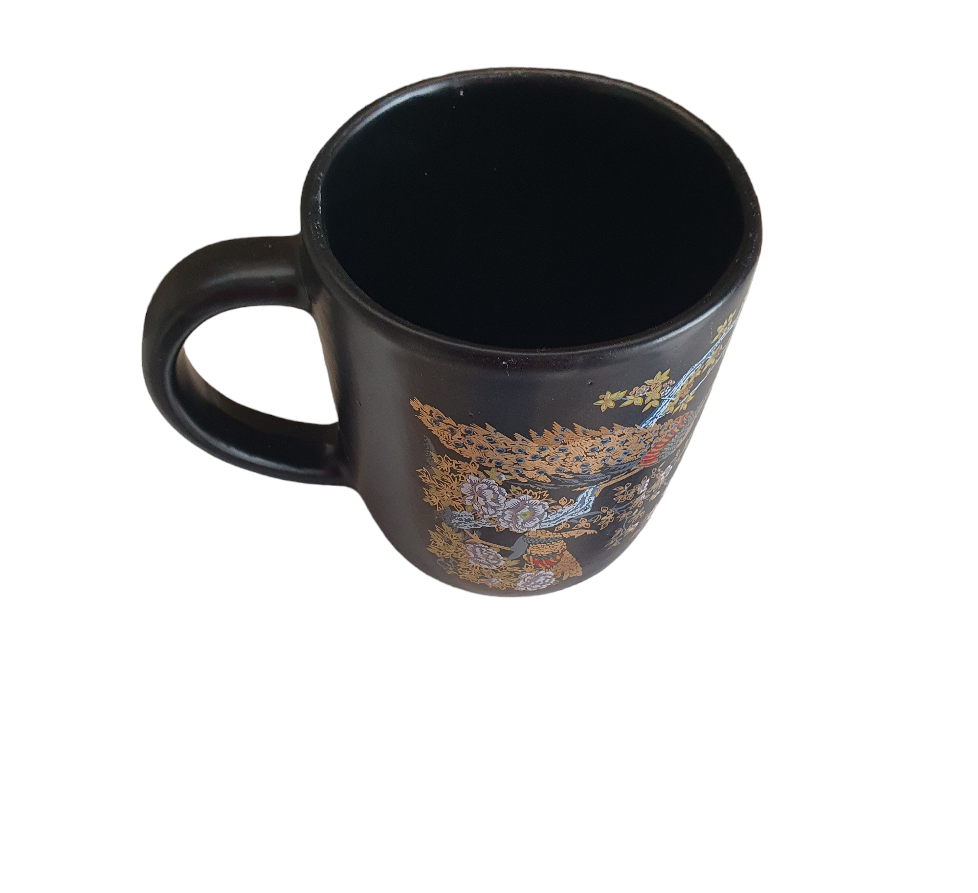 Taza de Cafe Negro con diseños de Pavorreal en Oro - Imagen 3